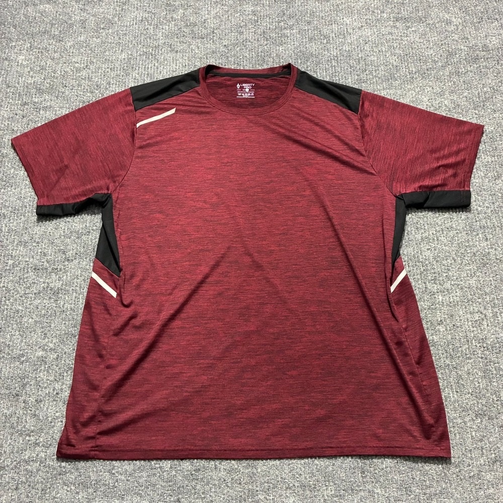 Liberty Pro Athletic T-Shirt Mens Size 2XL Maroon‎ Black Stretch Short Sleeve